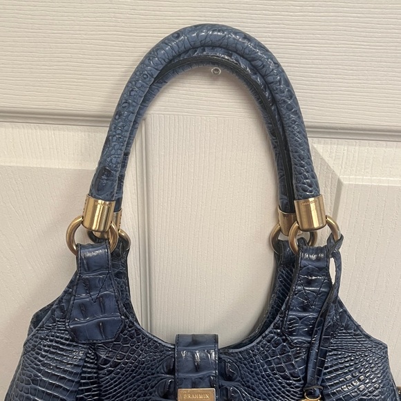 Brahmin Navy Crocodile-Embossed Shoulder Bag - Picture 8 of 15